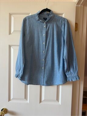 J. Crew Light Blue Chambray Button-Up Shirt XL. See photos for measurements